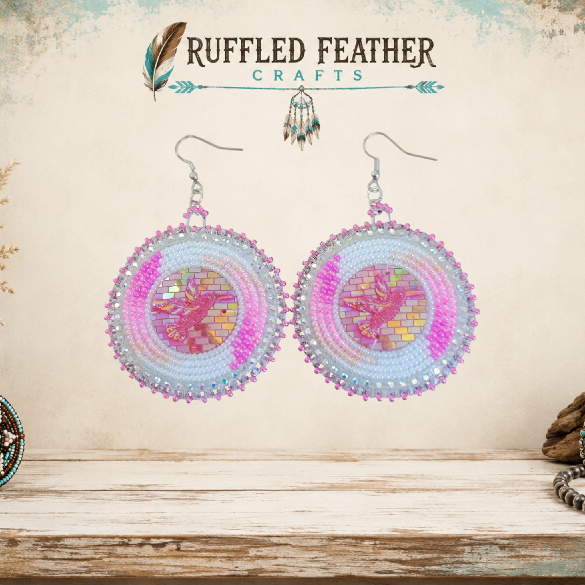 Hand-Beaded Hummingbird Earrings
