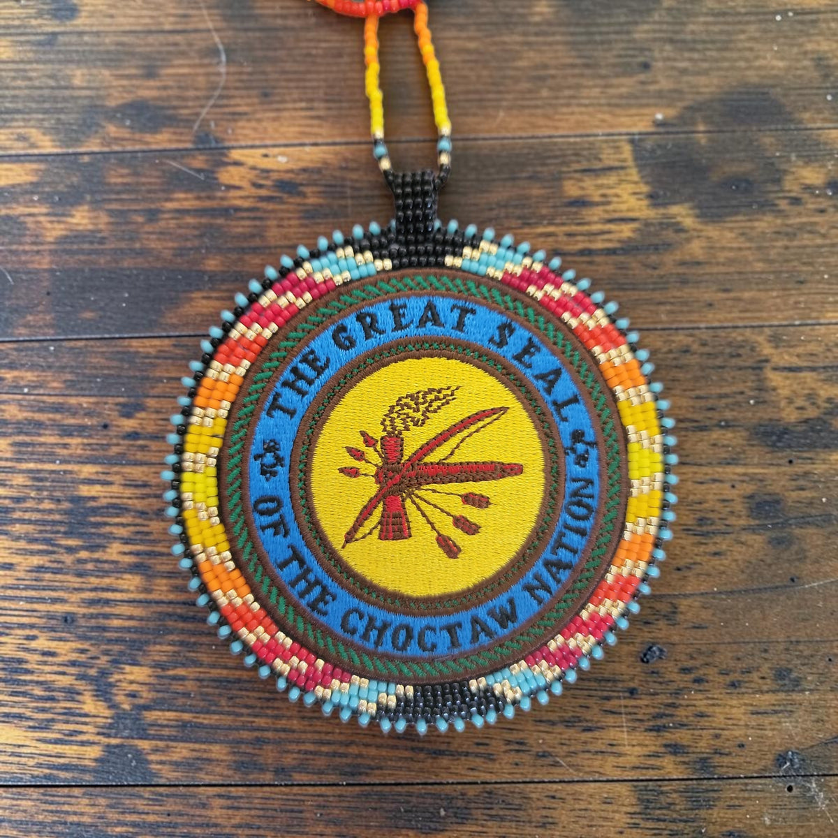Choctaw Patch Medallion Necklace – Fire Colors