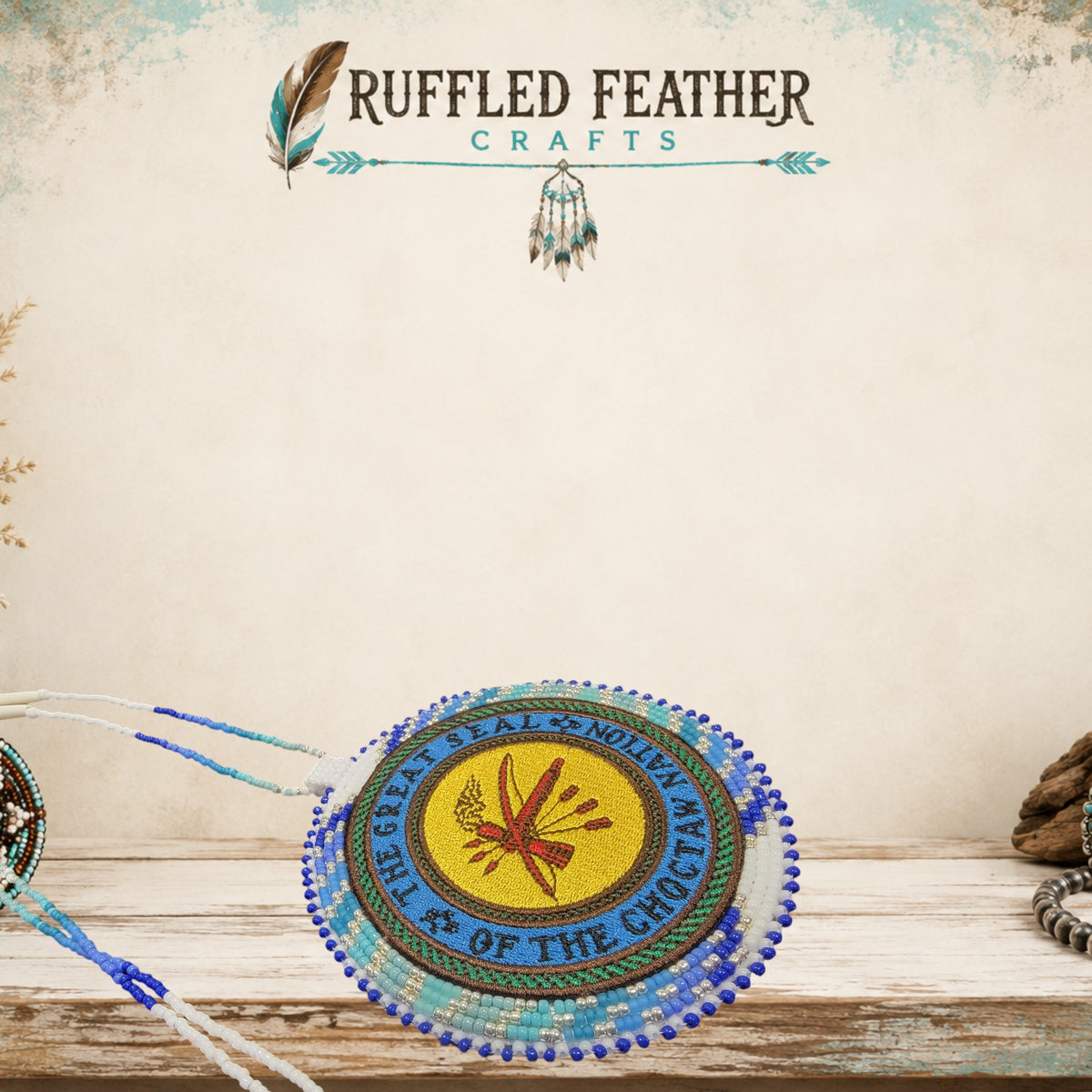 Choctaw Patch Medallion Necklace – Cool Colors