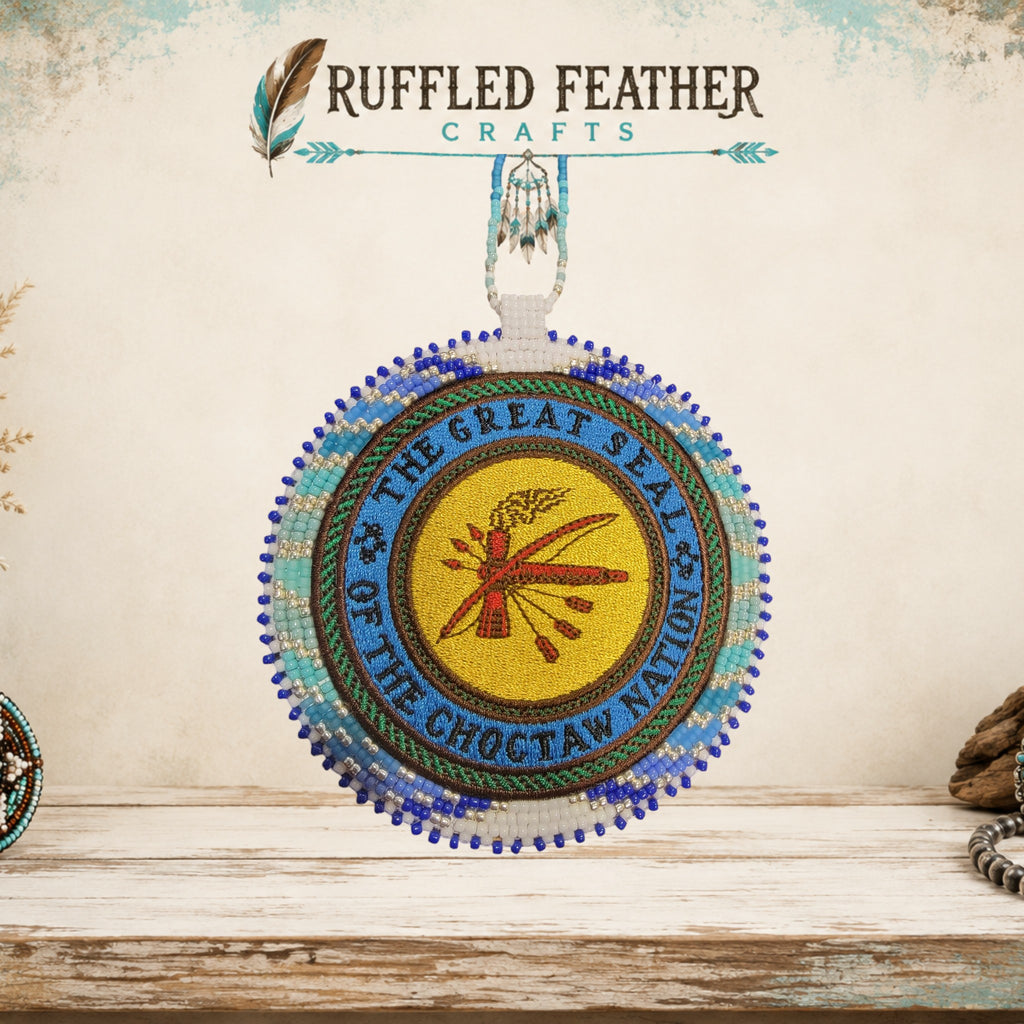 Choctaw Patch Medallion Necklace – Cool Colors