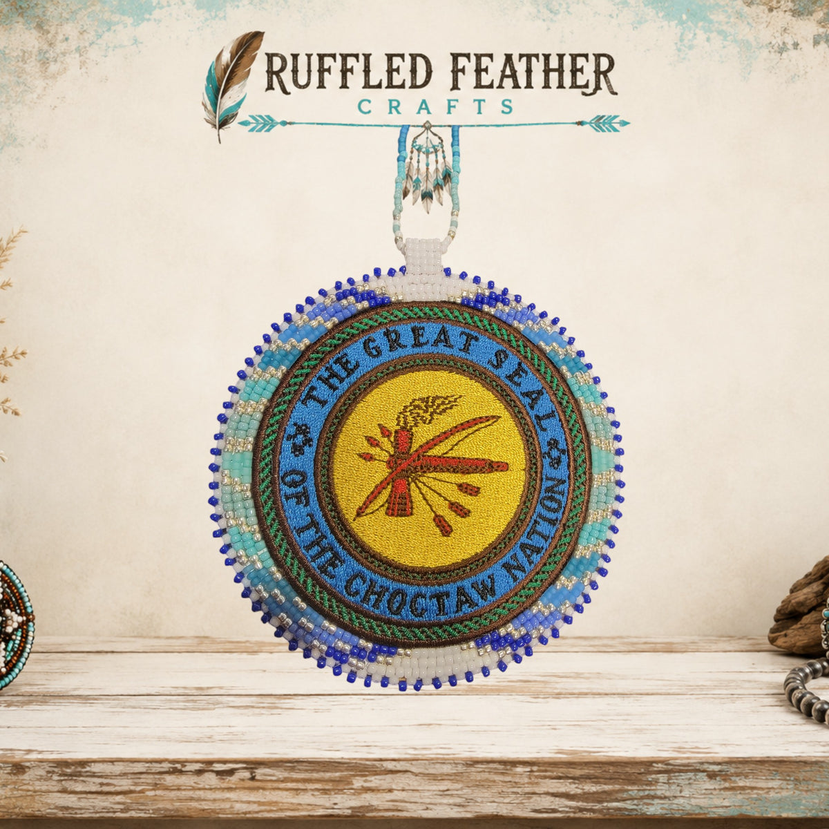 Choctaw Patch Medallion Necklace – Cool Colors
