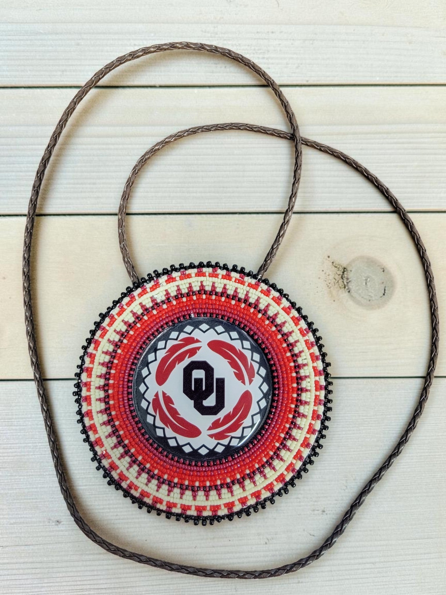 Custom Hand-Beaded Patch Medallion Necklace