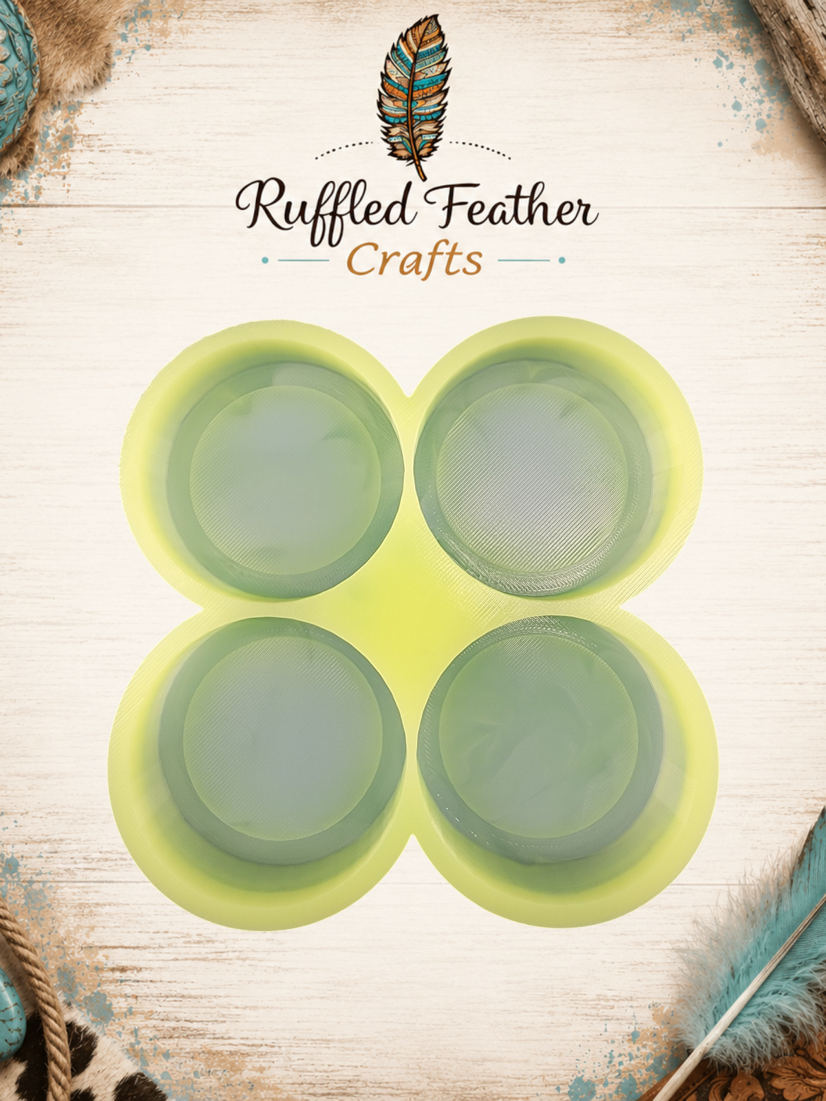 4" Round 4-Cavity Freshie Mold for 3.5" Cardstock Inserts