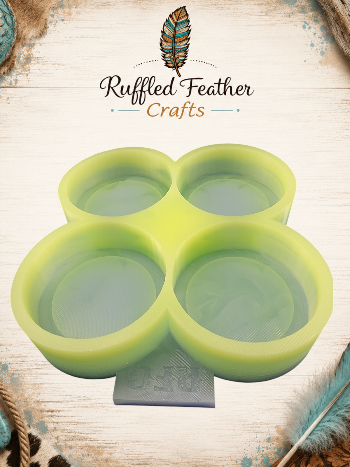 4" Round 4-Cavity Freshie Mold for 3.5" Cardstock Inserts