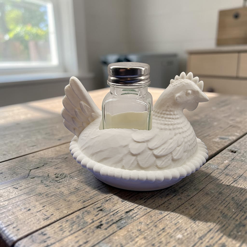 Farmhouse Chicken Salt & Pepper Shaker Holder | 3D Printed Kitchen Decor