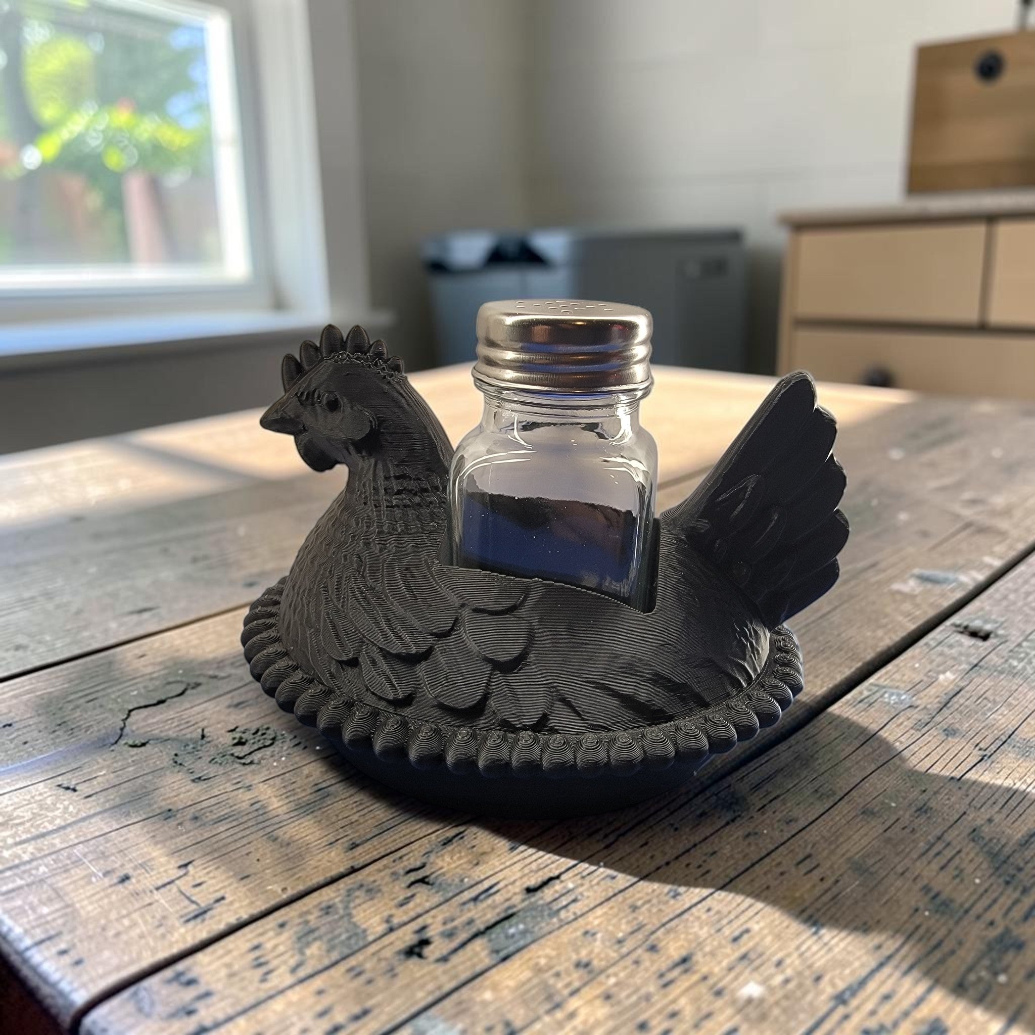 Farmhouse Chicken Salt & Pepper Shaker Holder | 3D Printed Kitchen Decor