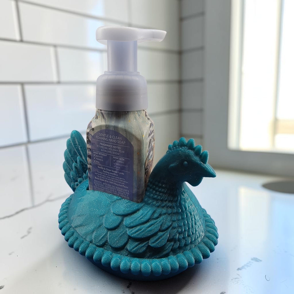 Farmhouse Chicken Soap Bottle Holder | 3D Printed Kitchen & Bathroom Decor