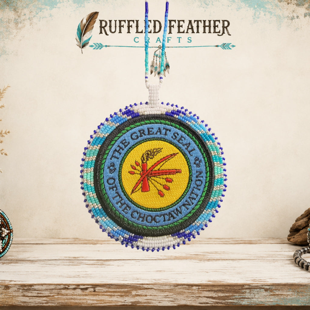 Choctaw Patch Medallion Necklace – Cool Colors