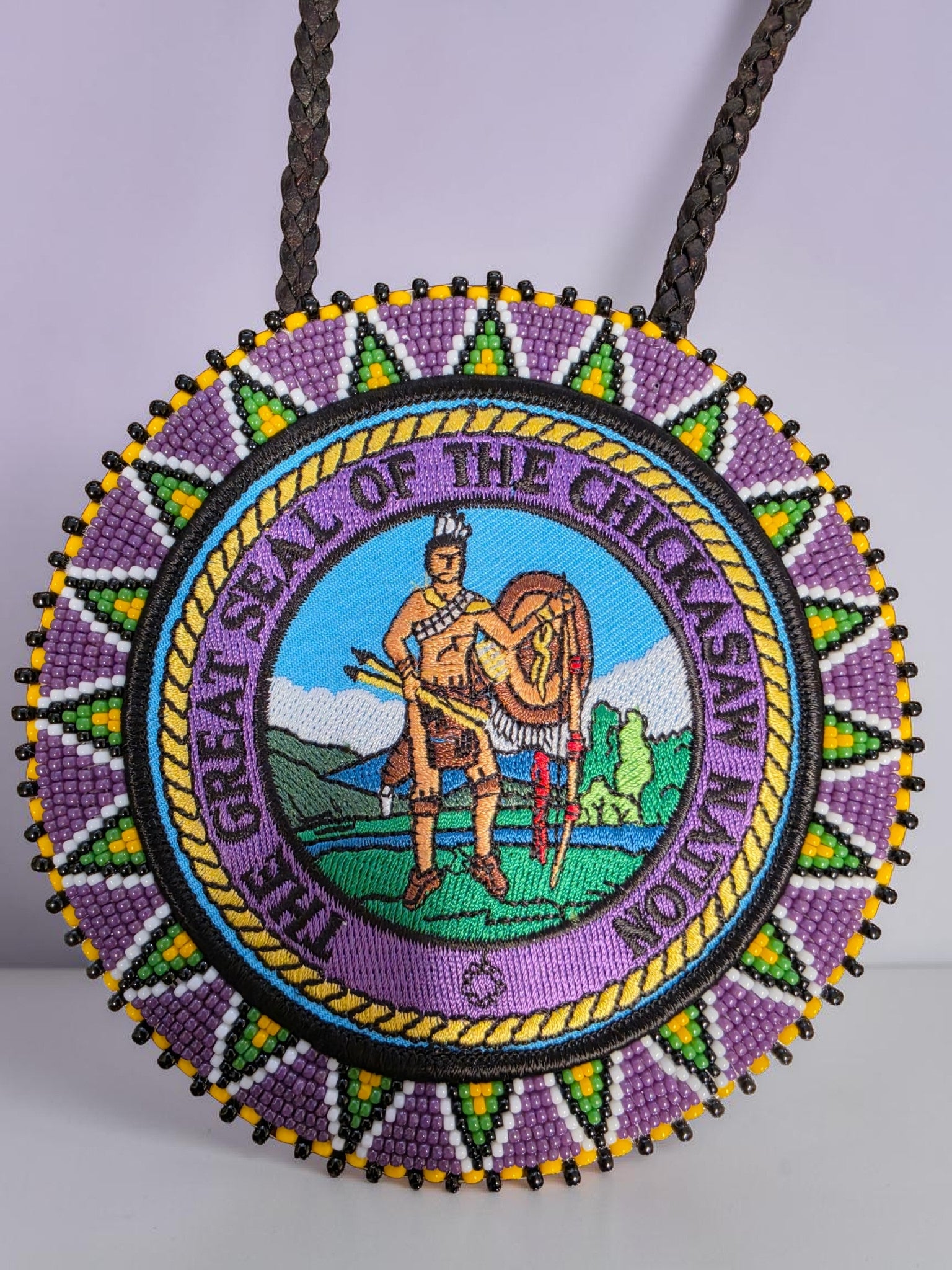 Custom Hand-Beaded Patch Medallion Necklace