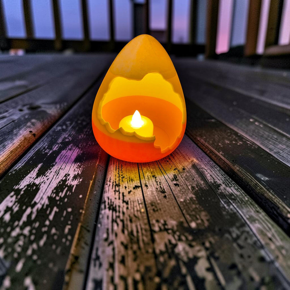 Candy Corn Pumpkin Tea Light Lantern | Halloween 3D Printed Decor