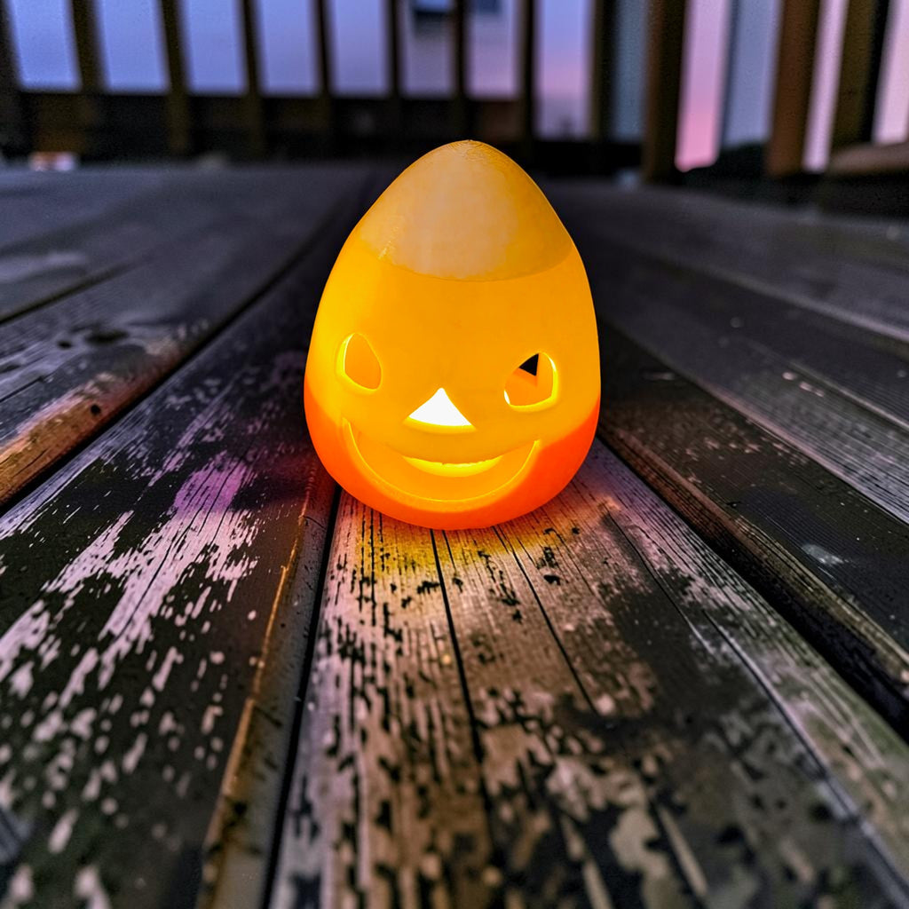 Candy Corn Pumpkin Tea Light Lantern | Halloween 3D Printed Decor