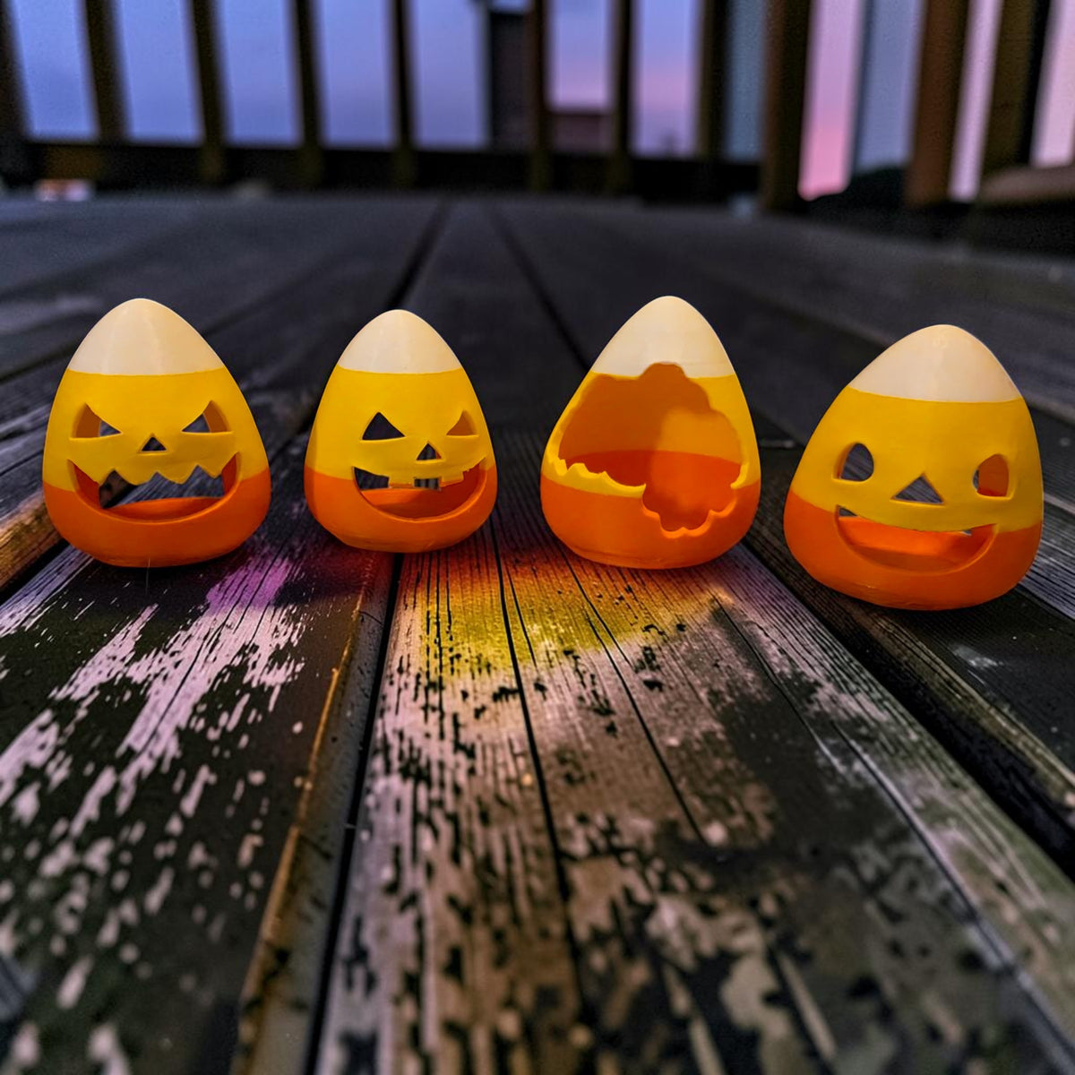 Candy Corn Pumpkin Tea Light Lantern | Halloween 3D Printed Decor