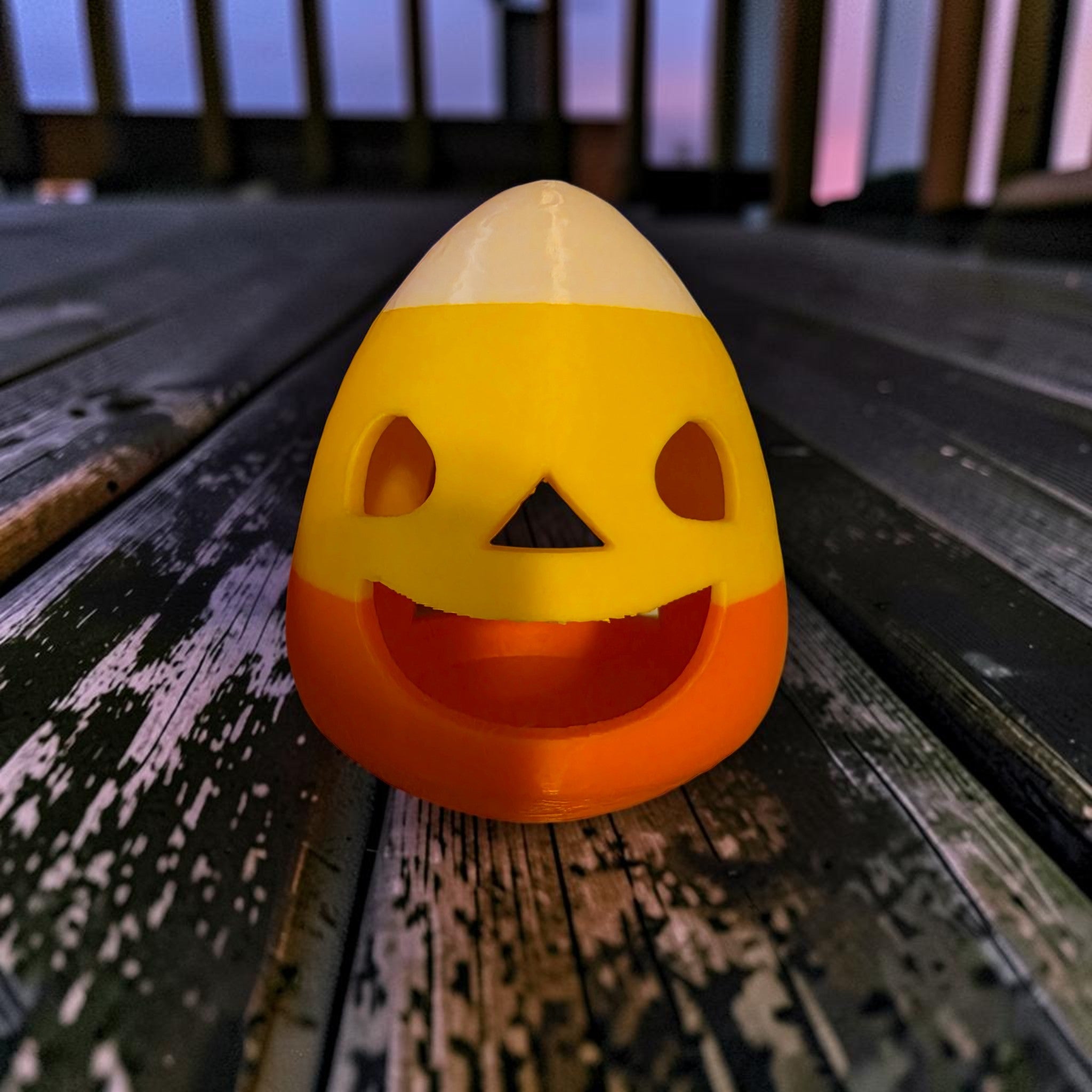 Candy Corn Pumpkin Tea Light Lantern | Halloween 3D Printed Decor