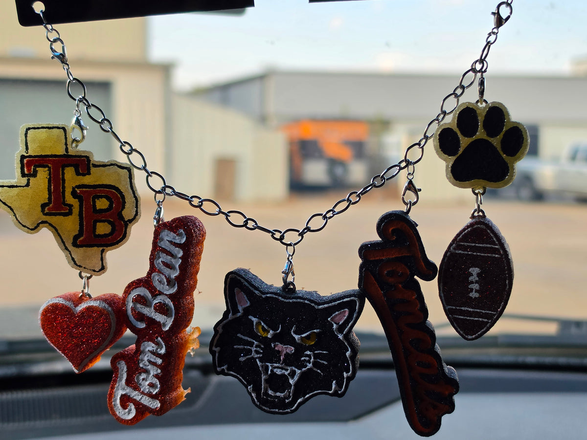 Tom Bean Tomcats School Spirit Freshie Charm Set | Mini Scented Car Freshies