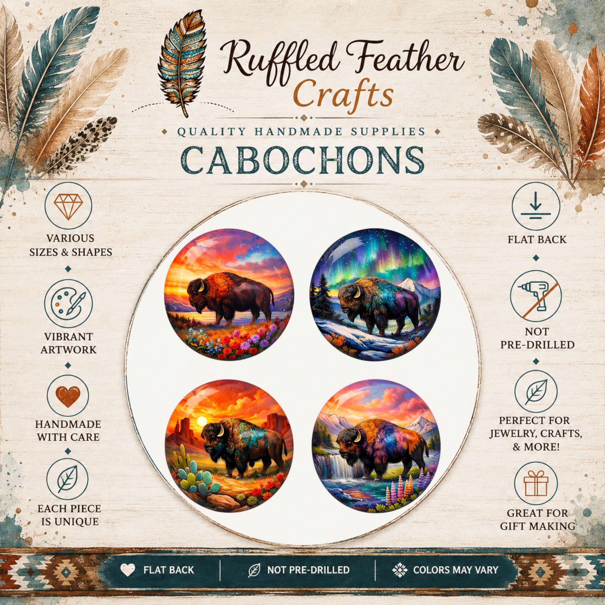 Buffalo Landscape Round Cabochons