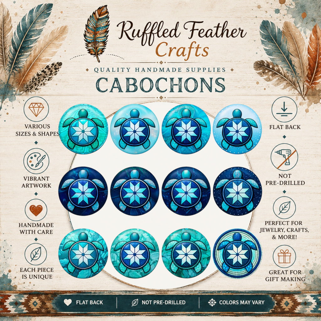 Blue Morning Star Turtle Round Cabochons