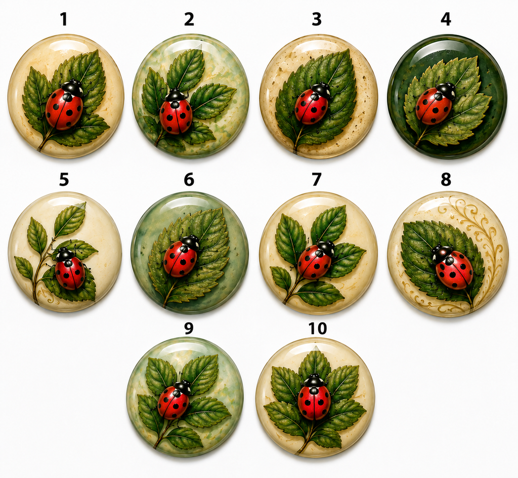 Botanical Ladybug Round Cabochons