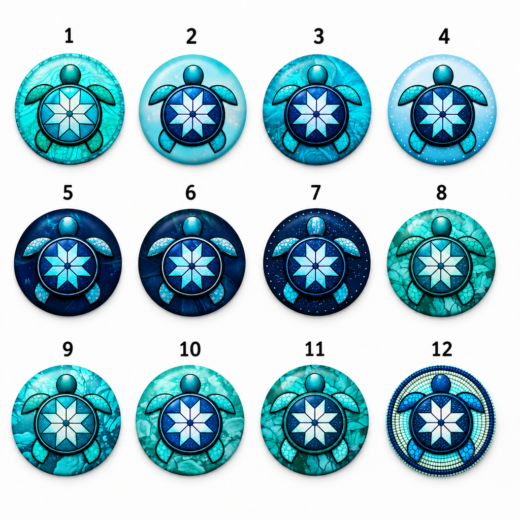 Blue Morning Star Turtle Round Cabochons