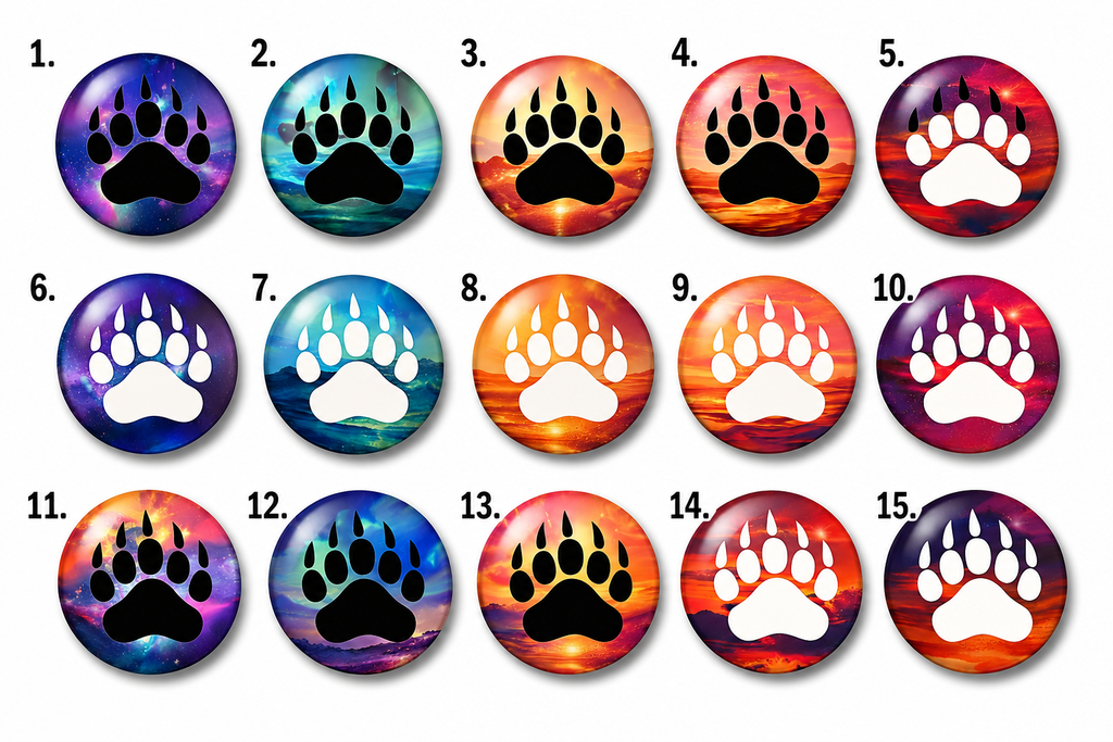 Colorful Bear Paw Round Cabochons