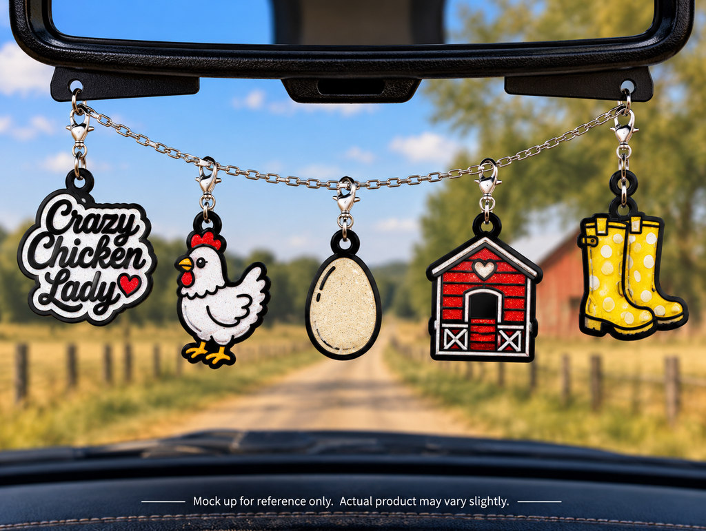 Crazy Chicken Lady Freshie Charm Set | Mini Scented Car Freshies