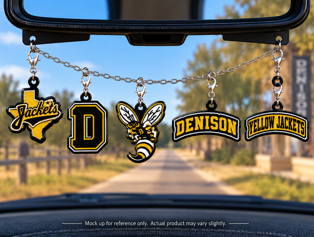 Denison Yellow Jackets Freshie Charm Set | 5 Mini Scented Car Freshies