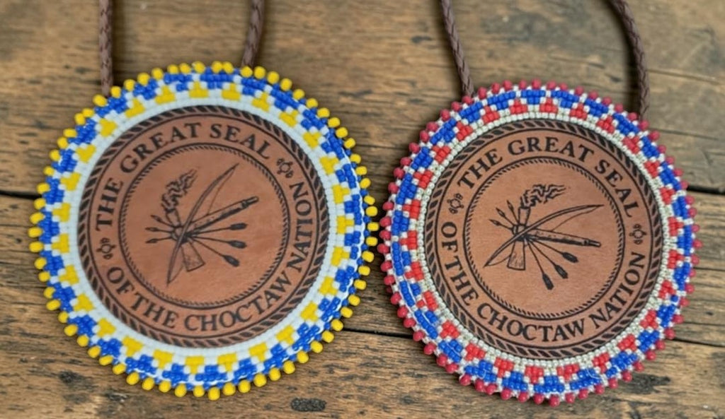 Choctaw Patch Medallion with Braided Leather Necklace