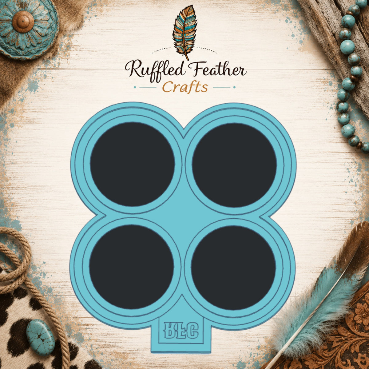 3.5" Round 4-Cavity Freshie Mold for 3" Cardstock Inserts