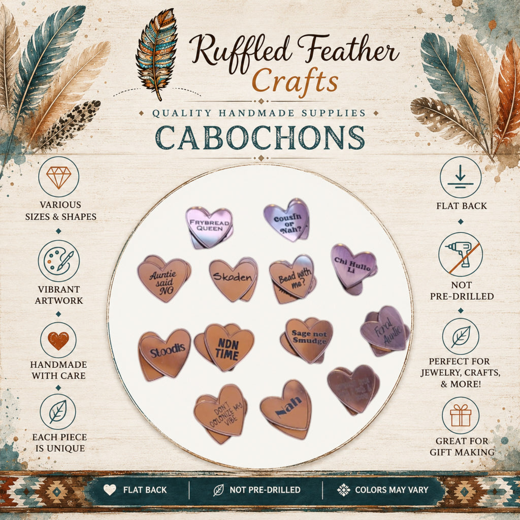 Native Conversation Heart Laser Engraved Cabochons