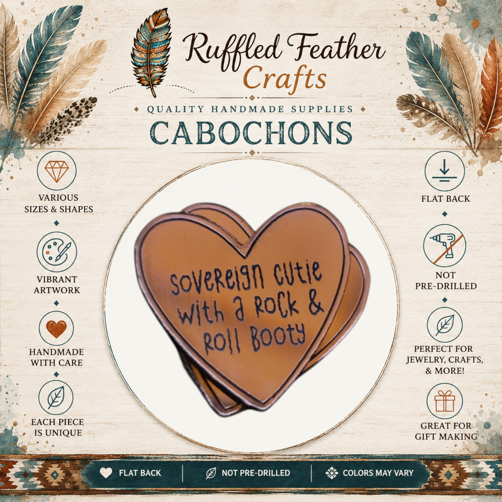 Native Conversation Heart Laser Engraved Cabochons