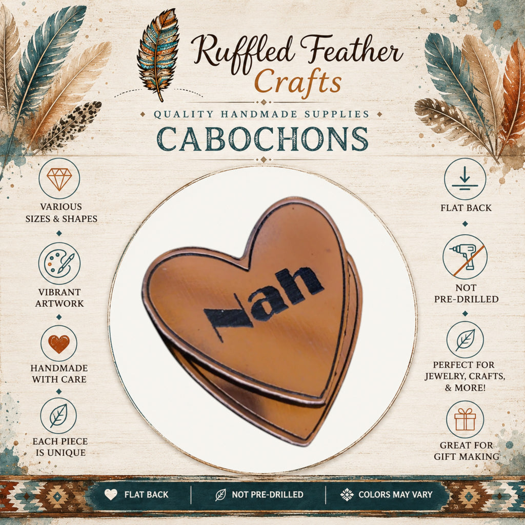 Native Conversation Heart Laser Engraved Cabochons