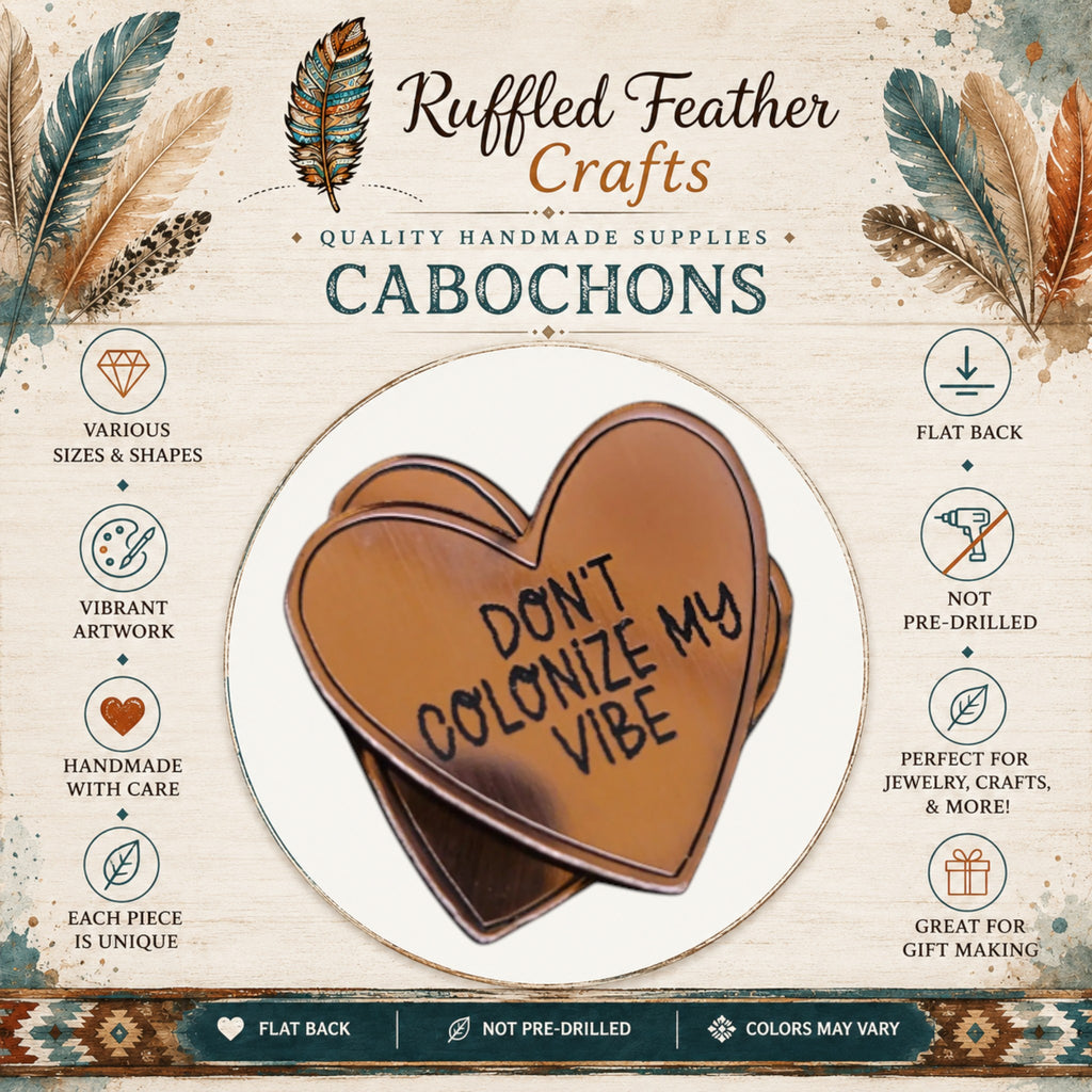 Native Conversation Heart Laser Engraved Cabochons