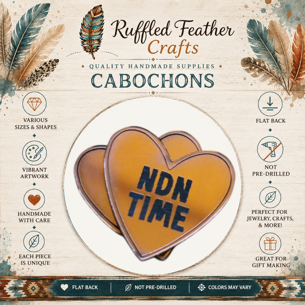 Native Conversation Heart Laser Engraved Cabochons