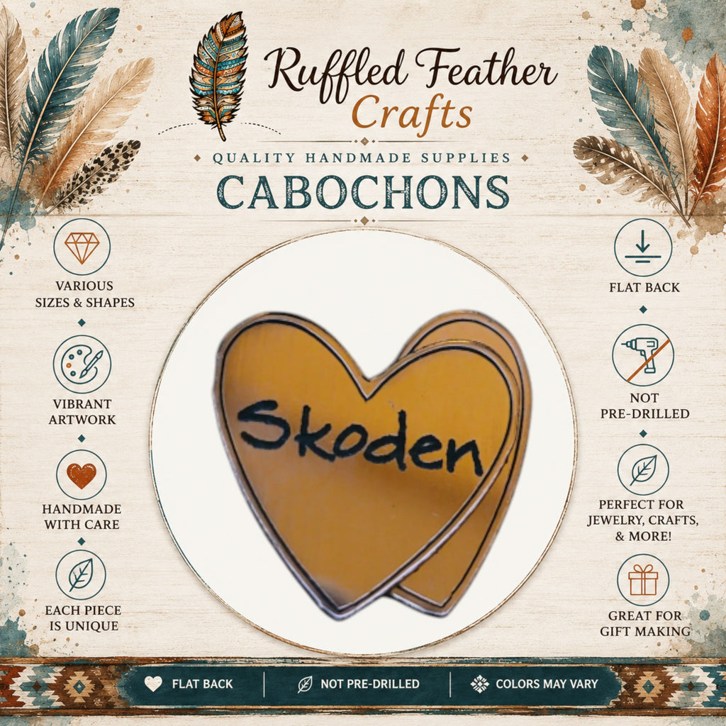 Native Conversation Heart Laser Engraved Cabochons