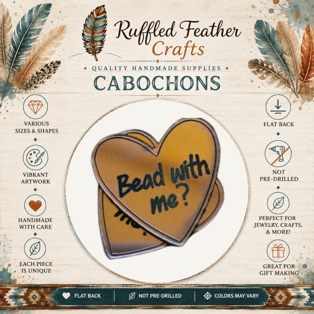 Native Conversation Heart Laser Engraved Cabochons