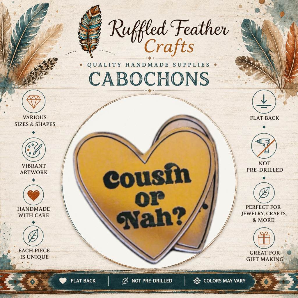Native Conversation Heart Laser Engraved Cabochons