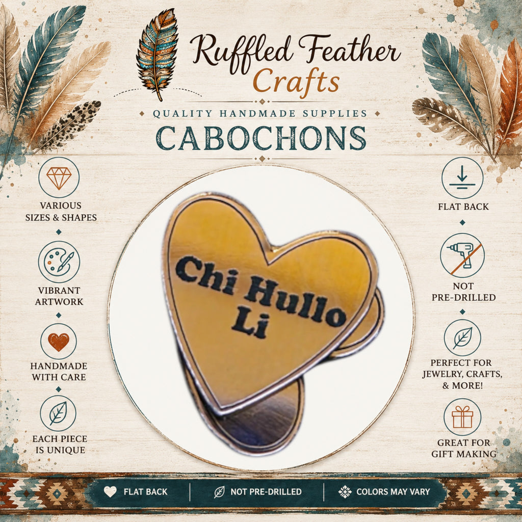 Native Conversation Heart Laser Engraved Cabochons