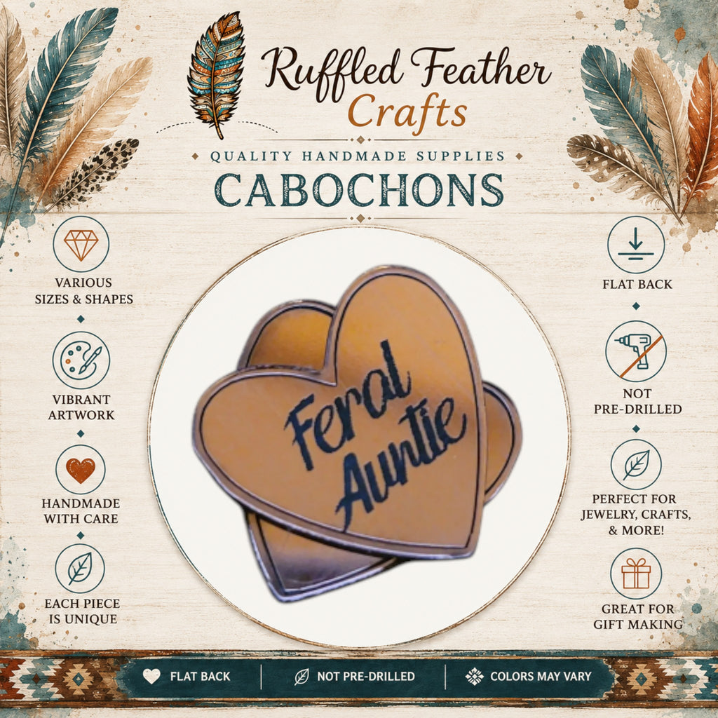 Native Conversation Heart Laser Engraved Cabochons