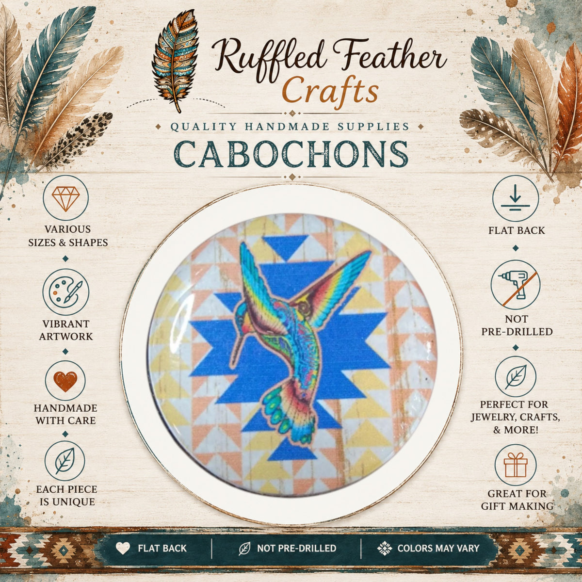 Hummingbird Round Cabochons