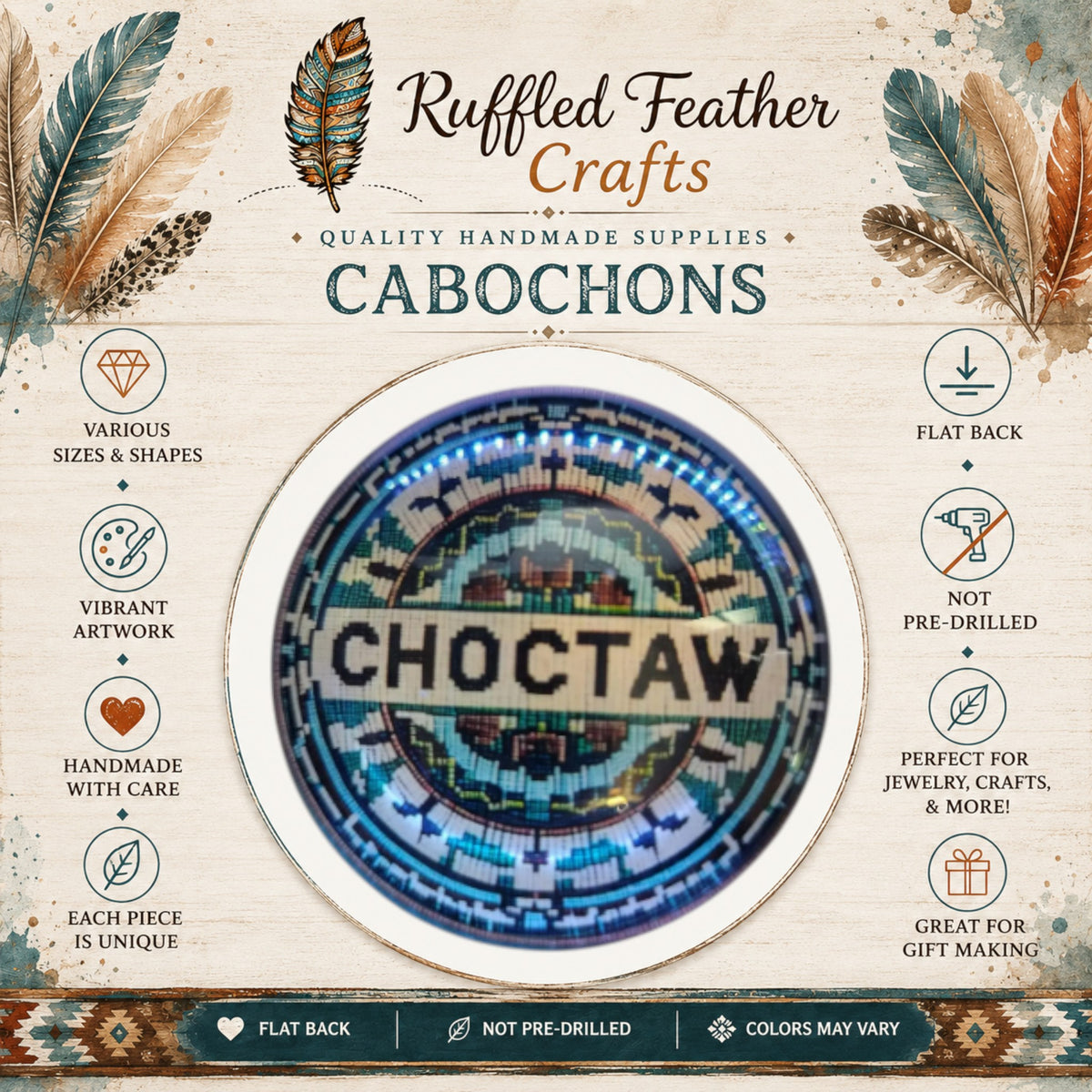 Blue Choctaw Inspired Round Cabochons