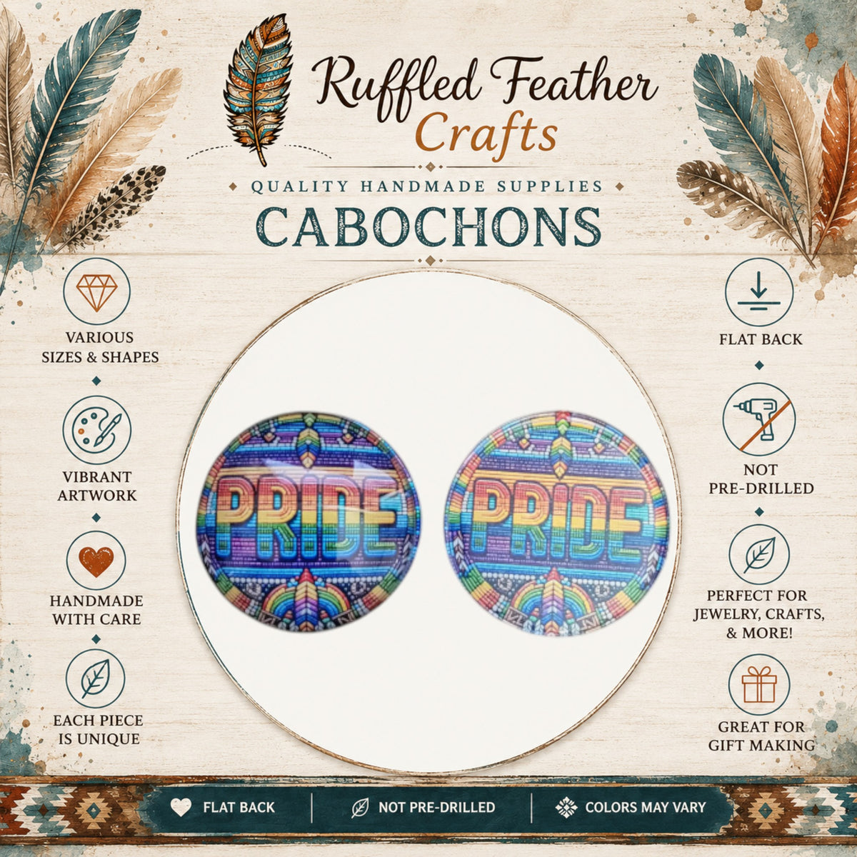 Pride Rainbow Round Cabochons
