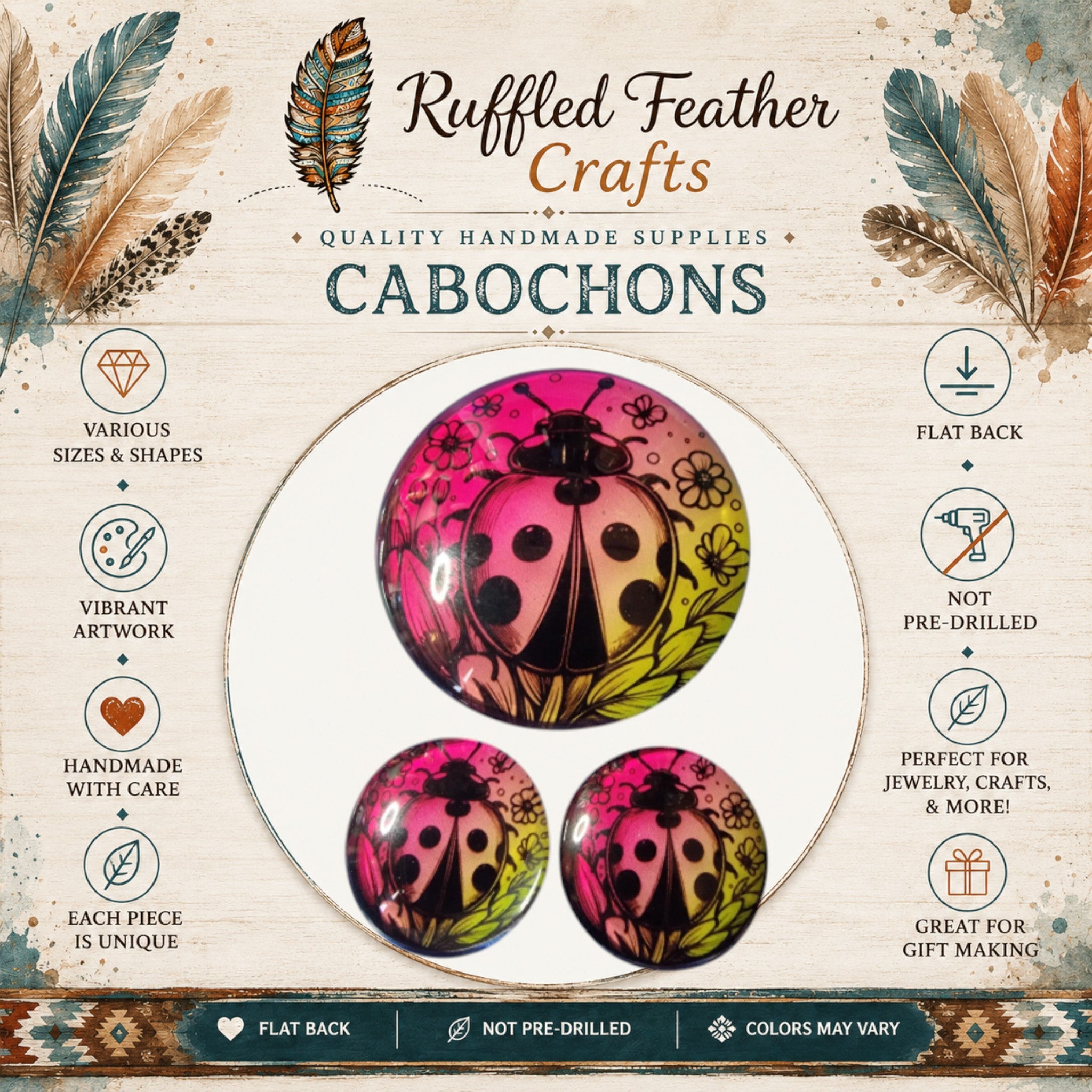 Ladybug Round Cabochons