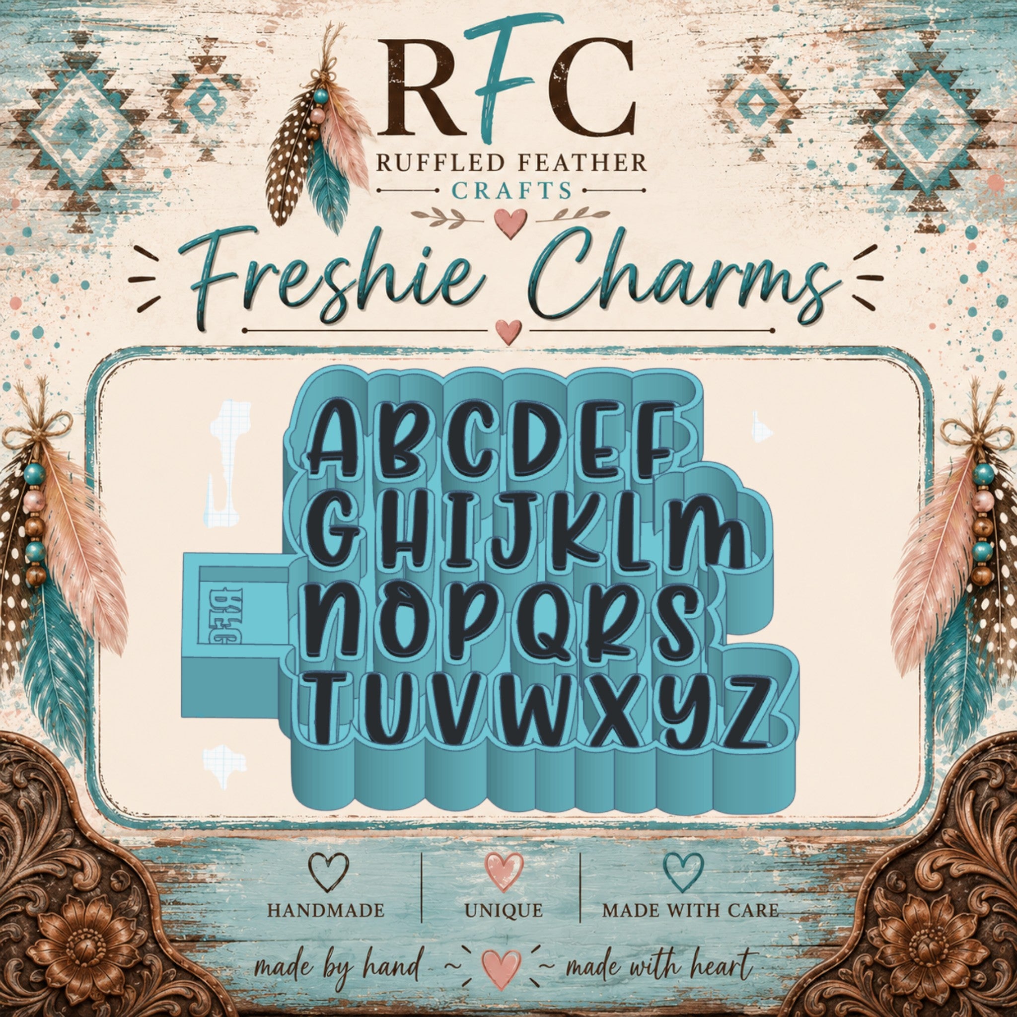 Monogram Alphabet A-Z Freshie Charm Mold Set | 26 Mini Designs