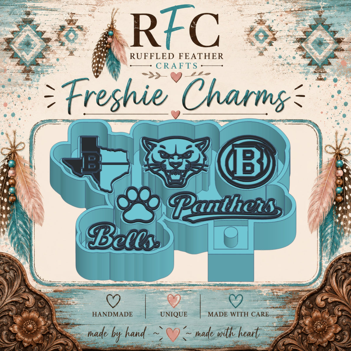 Bells Panthers School Spirit Freshie Charm Mold Set | 6 Mini Designs