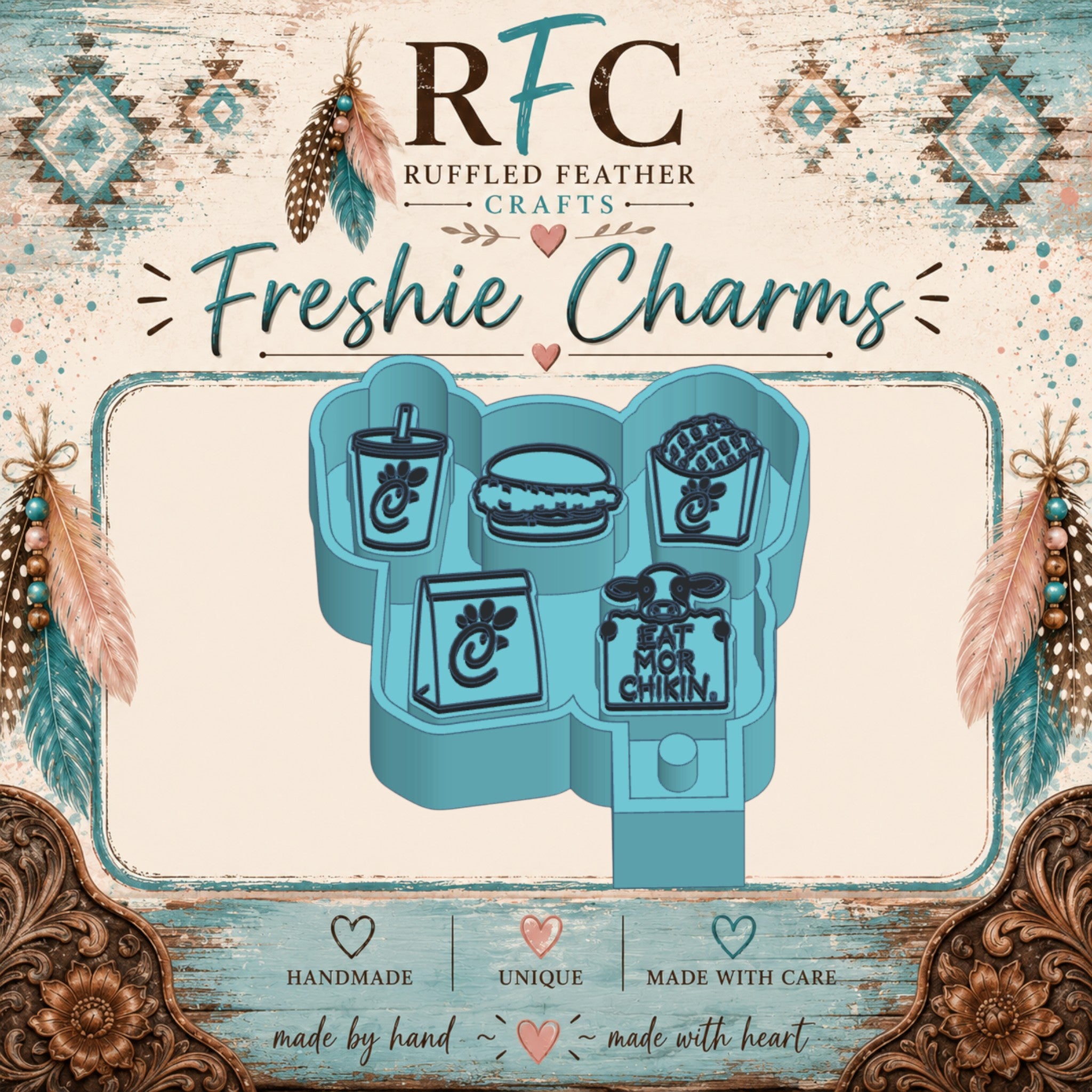 Chicken & Waffle Fry Freshie Charm Mold Set | 5 Mini Designs
