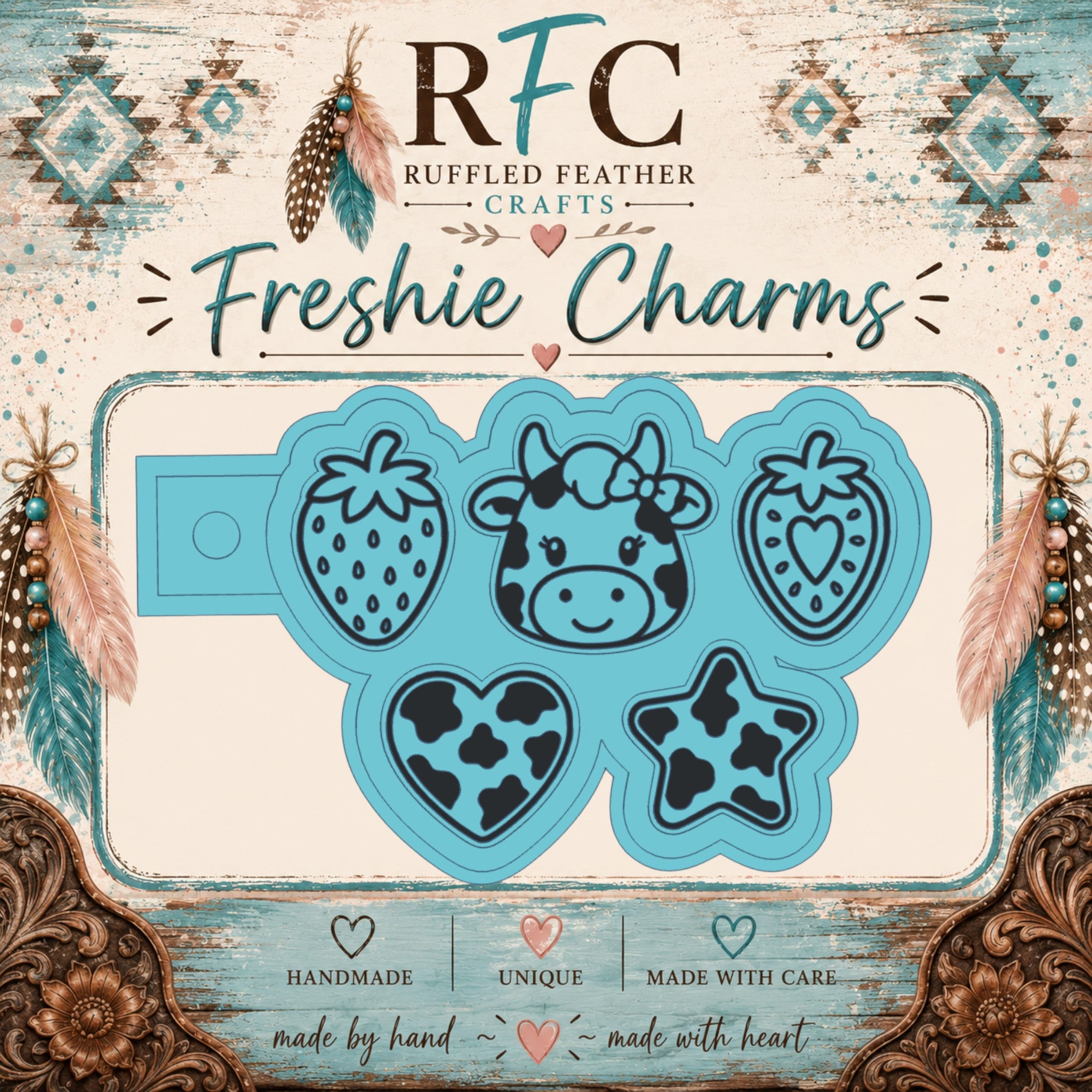Cow & Strawberry Freshie Charm Mold Set | 5 Mini Designs