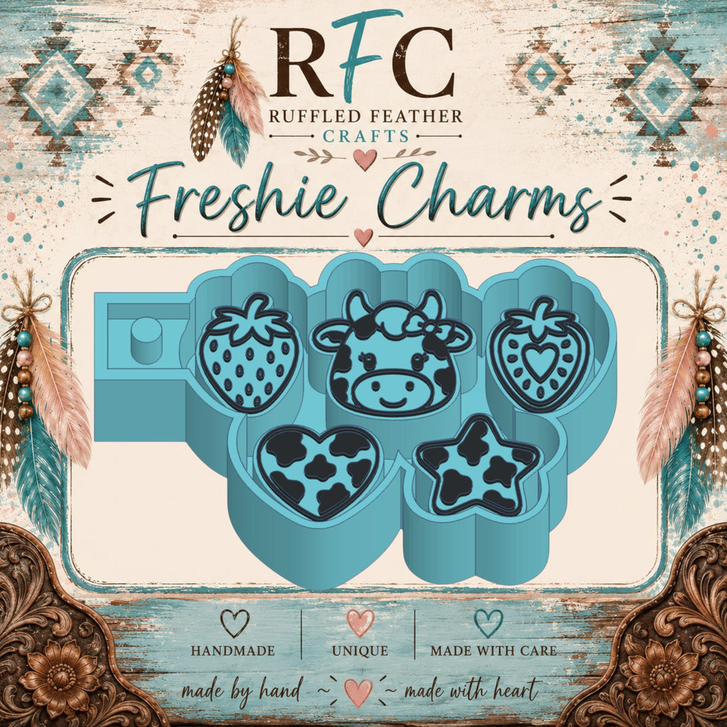 Cow & Strawberry Freshie Charm Mold Set | 5 Mini Designs
