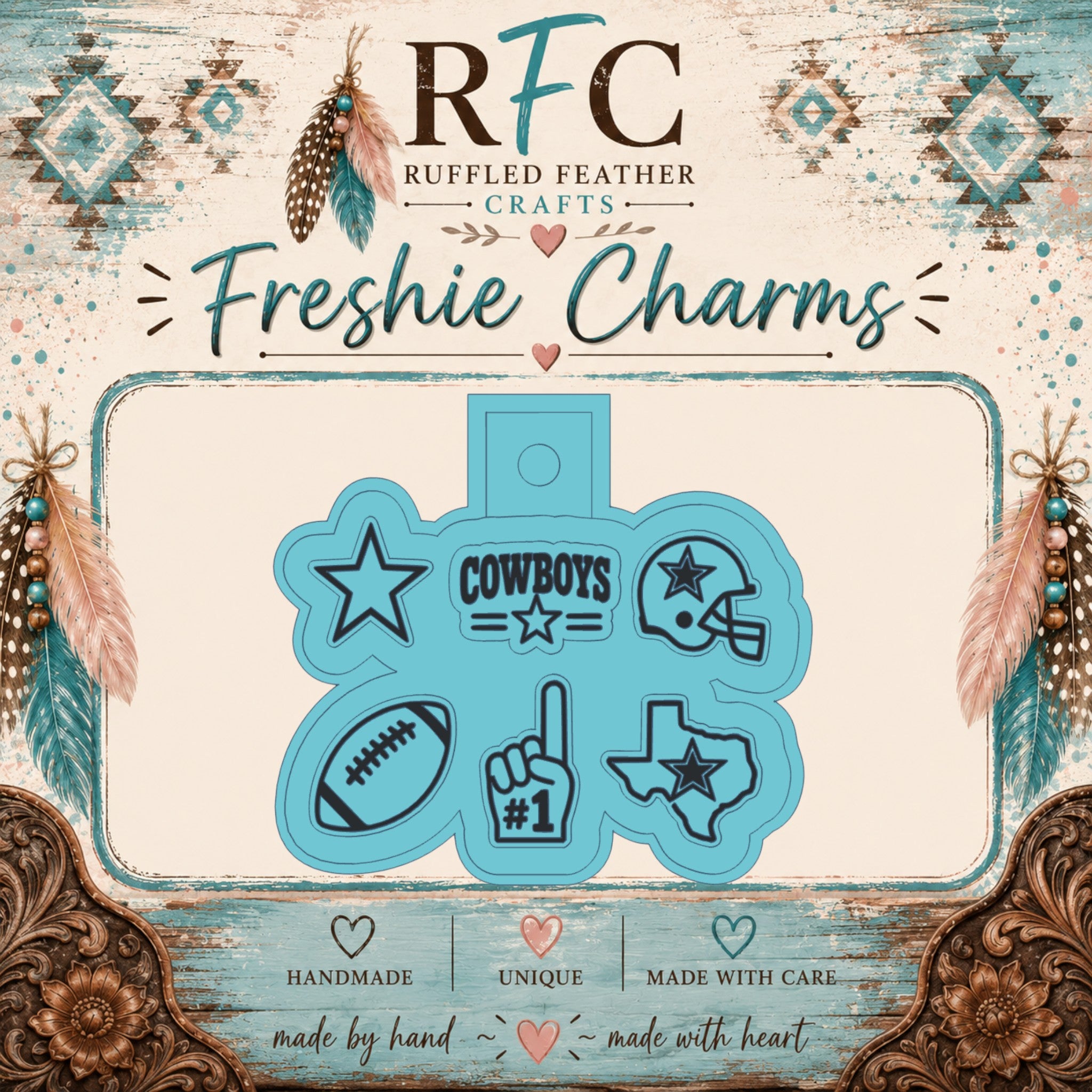 Cowboy Football Freshie Charm Set | Mini Scented Car Freshies
