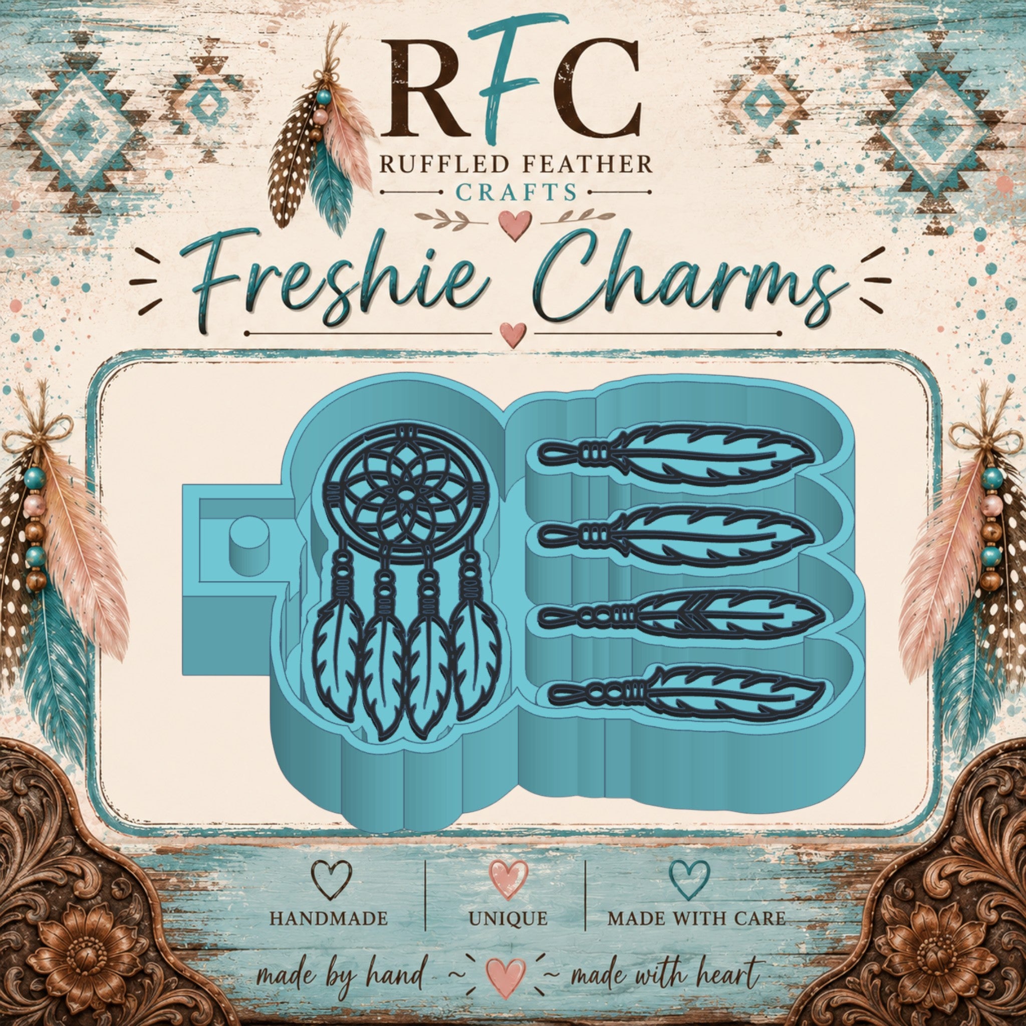 Dreamcatcher & Feathers Freshie Charm Mold Set | 5 Mini Designs