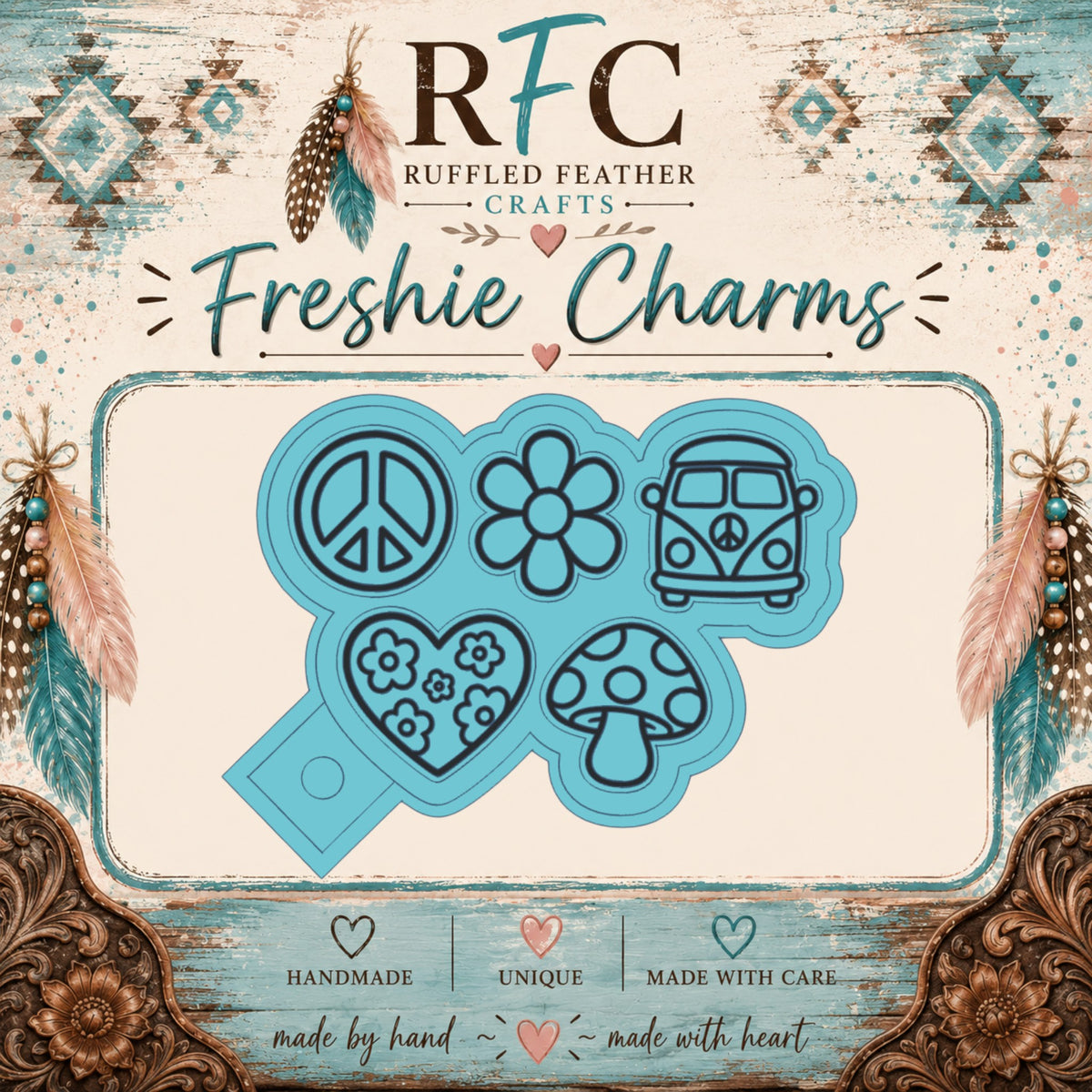 Hippie Smiley Freshie Charm Mold Set | 5 Mini Designs