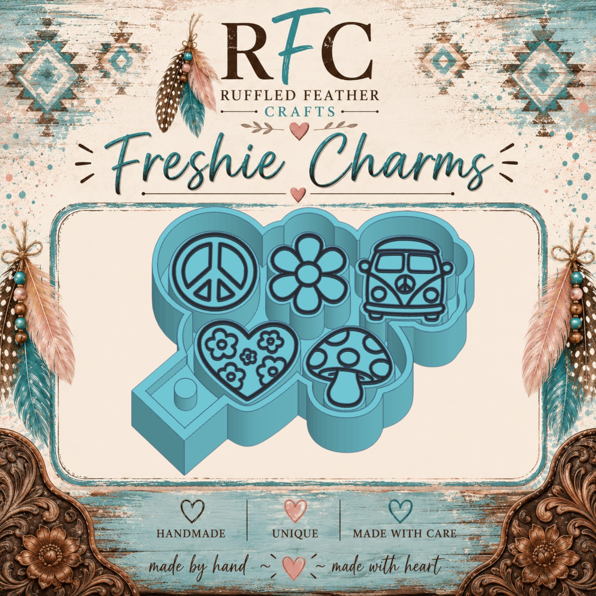 Hippie Smiley Freshie Charm Mold Set | 5 Mini Designs